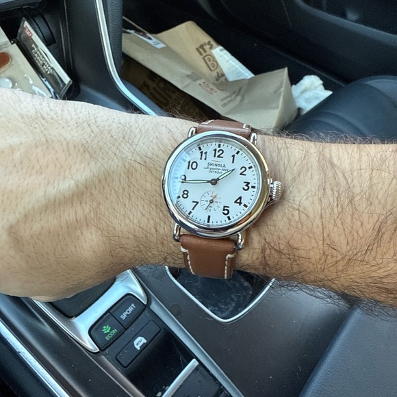 36 mm Shinola Runwell Brown Leather Strap Watch - Picture 8 of 8